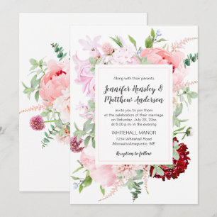 Wilder Aquarell-Gartenhochzeit   Einladung