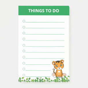 Wilder Baby-Tiger & Pflanzenblätter Dinge zu tun Post-it Klebezettel