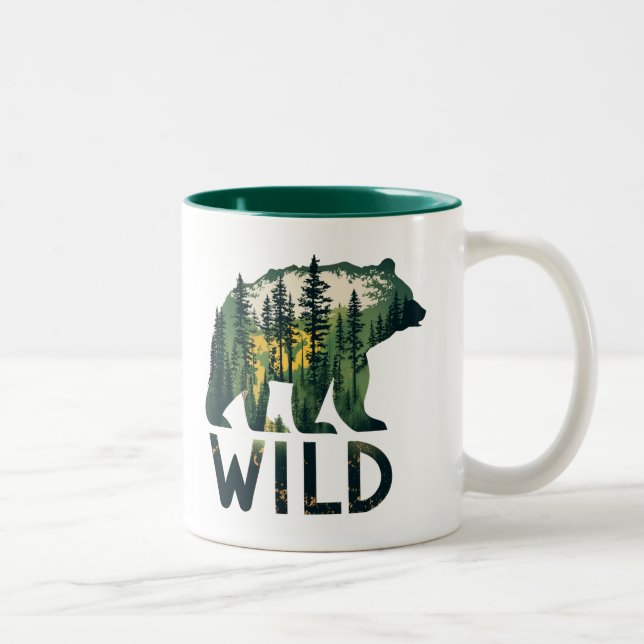 Wilder Bär im Freien Zweifarbige Tasse (Rechts)