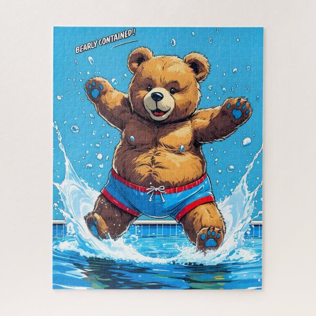 Wilder Bären-Sommer-Vintage-Pool  (Vertikal)