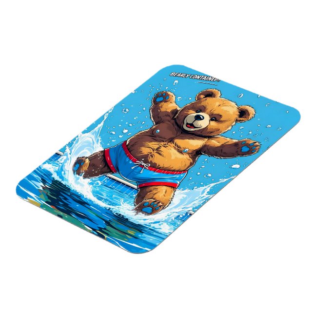 Wilder Bären-Sommer-Vintage-Pool  Magnet (Linke Seite)