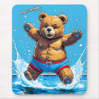 Wilder Bären-Sommer-Vintage-Pool Mousepad