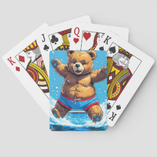 Wilder Bären-Sommer-Vintage-Pool Spielkarten