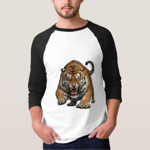 Wilder Bengal Tiger mitten im Sprung Wildlife T-Shirt