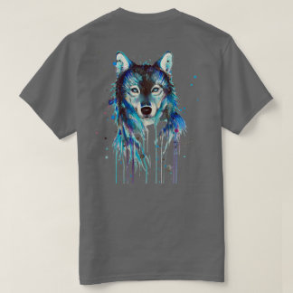Wilder Blaue Wolf Wasserfarbe Geist  T-Shirt