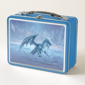Wilder blauer Eisdrache in gefrorener Tundra Metall Brotdose