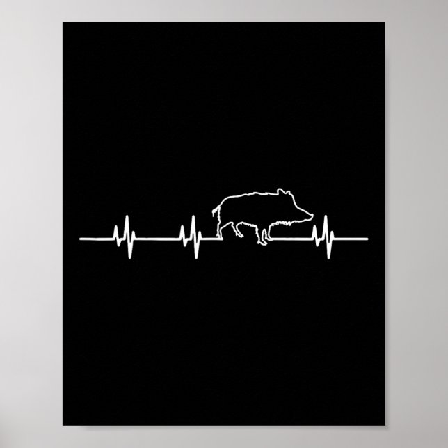 Wilder Boar Heartbeat Ekg Hog Hunter Jagd Poster (Vorne)