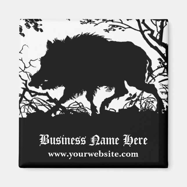 Wilder Boar in einem Wald - antike deutsche Silhou Magnet (Vorne)
