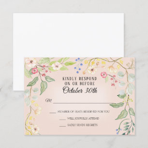 Wilder Boheme-Blush-Ton Rosa Pfirsich Aquarell RSV Einladung