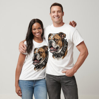 Wilder brauner Bulldogge mit Stachelhalsband Carto T-Shirt