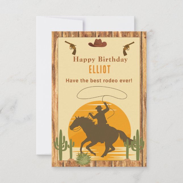 Wilder Cowboy Western zum Geburtstag Karte (Vorderseite)