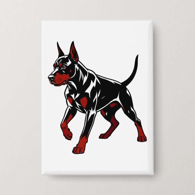 Wilder Dobermann-Wachhund Button (Vorderseite)