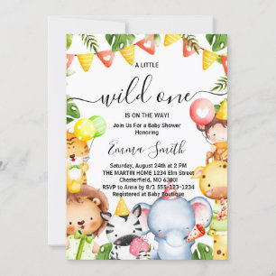 Wilder Dschungelsafari-Tiere Baby Shower Einladung