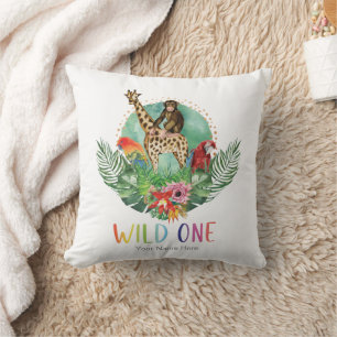 Wilder Dschungelsafari-Tiere Moderne Wasserfarbe T Kissen