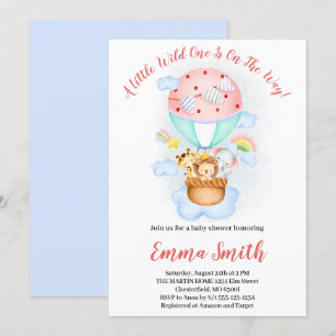 Wilder Dschungelsafari-Tiere Schiff Baby Shower Ei Einladung