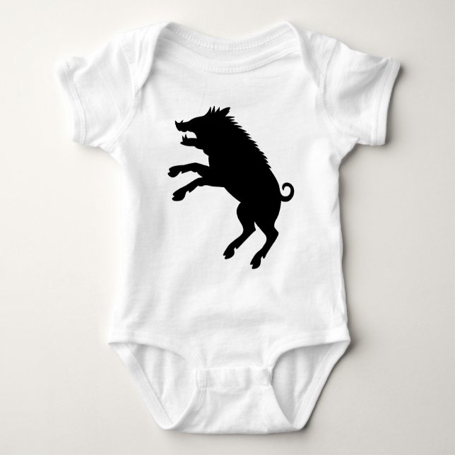 Wilder Eber-Schwarzweiss-Silhouette Baby Strampler (Vorderseite)