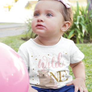 Wilder Ein Bär - Personalisierter Glitzer Baby T-shirt