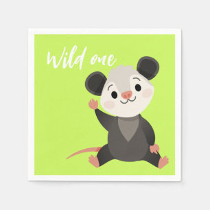 Wilder Einzigartiger Opossum Süße Grüne Waldparty Serviette