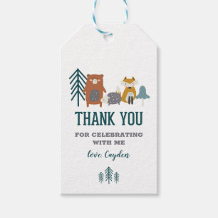 Wilder Einzigartiger Waldtier-Erstgeburtstag-Favor Geschenkanhänger