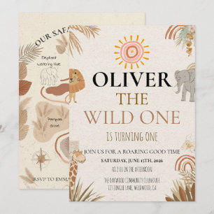 Wilder Einziger - Boho-Safari-Erster Geburtstag Einladung