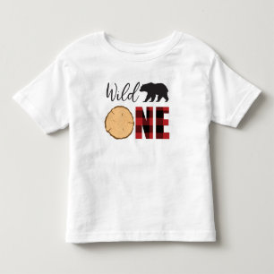 Wilder Einziger Schwarzbär Rotkariert 1. Geburtsta Kleinkind T-shirt