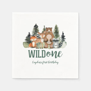 Wilder Erstgeborener Waldtier-Geburtstag Serviette