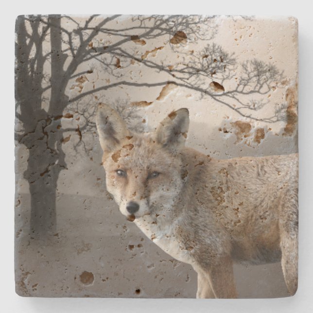 Wilder Fox-Fotografie-Stein-Untersetzer Steinuntersetzer (Vorderseite)