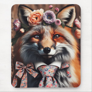 Wilder Fuchs mit Krawatte süß Mousepad