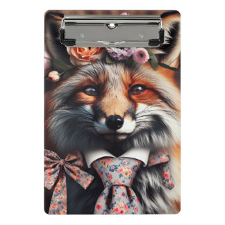 Wilder Fuchs mit süßer Krawatte Mini Klemmbrett