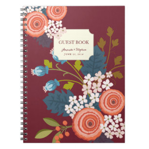 Wilder Garten-Blumenhochzeits-Gast-Buch-Notizbuch Notizblock