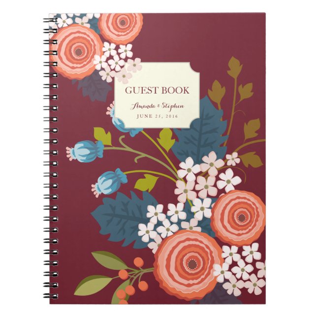 Wilder Garten-Blumenhochzeits-Gast-Buch-Notizbuch Notizblock (Vorderseite)