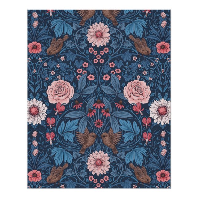Wilder Garten in blau Poster (Vorderseite)
