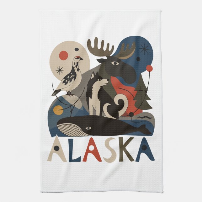 Wilder Geist Alaskas Geschirrtuch (Vertikal)