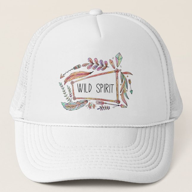 Wilder Geist Bohemischer Stil Truckerkappe (Vorderseite)