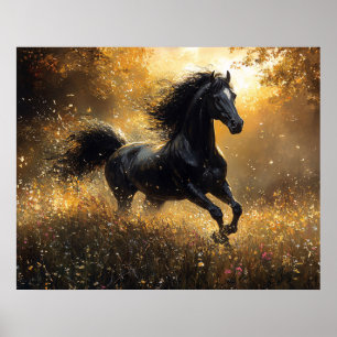 Wilder Hengst Schwarzer Hengst Mustang Poster