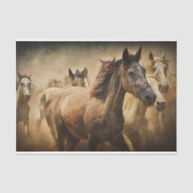 Wilder Herd Pferde Dekoupage Tissue Seidenpapier (Vorderseite)