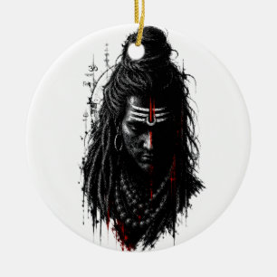 Wilder Herr Shiva Mahakal Grunge Dunkel Splash Art Keramik Ornament