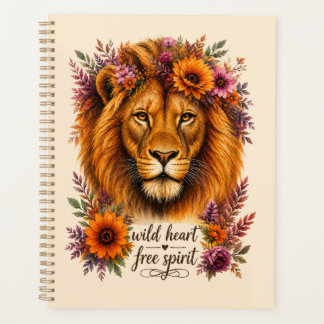 Wilder Herz Freier Geist Boho Floral Löwe Kunst Planer