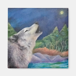 Wilder heulender Wolf Magnet