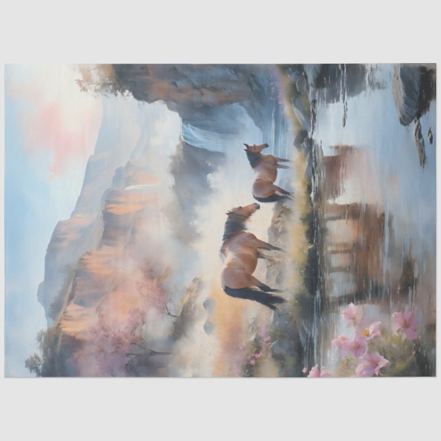 Wilder Horse Wasserfall Seidenpapier (Vorderseite)