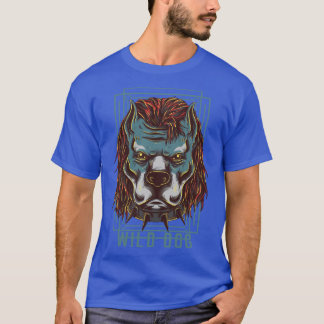 Wilder Hund Fierce Tier Illustration Geschenk retr T-Shirt