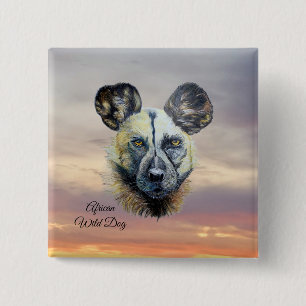 Wilder Hund von Sunrise Afrikanischer Wildhund bed Button