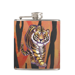 Wilder Ich Tiger Heiß orange und Schwarz Drucken Flachmann