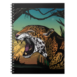 Wilder Jaguar-Dschungel-Kunst – Kräftiges Teal Notizblock