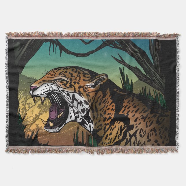Wilder Jaguar-Dschungel mit Knurren Decke (Vorderseite)