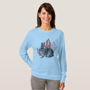 Wilder Kaninchen mit roten und violetten Botanical T-Shirt