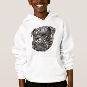 Wilder keltischer Silber-Bulldogge-Krieger-Knoten- Hoodie