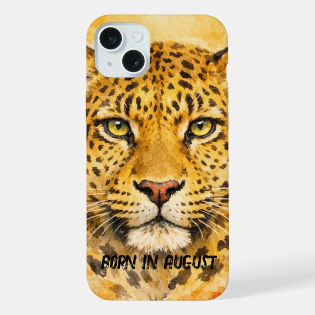 Wilder Leopard – Geburtsmonat August Tier iPhone 15 Plus Hülle (Rückseite)