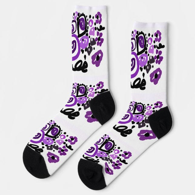 Wilder Lila Pfau Socken (Linkes Detail)