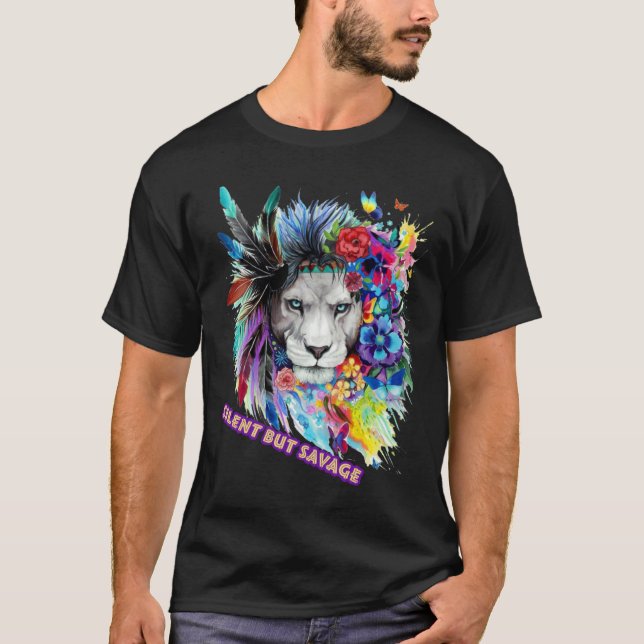 Wilder Löwe Aufkleber T-Shirt (Vorderseite)
